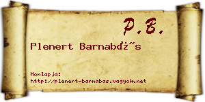 Plenert Barnabás névjegykártya